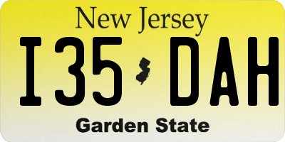 NJ license plate I35DAH