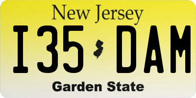 NJ license plate I35DAM