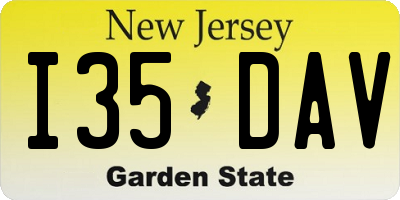 NJ license plate I35DAV