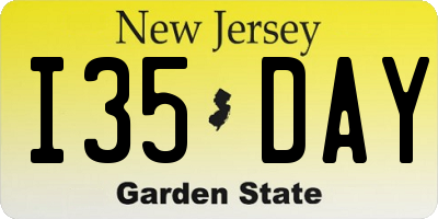 NJ license plate I35DAY