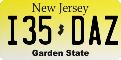 NJ license plate I35DAZ