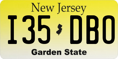 NJ license plate I35DBO