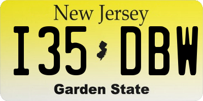 NJ license plate I35DBW