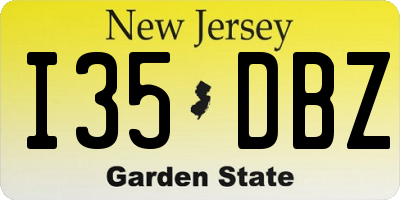 NJ license plate I35DBZ