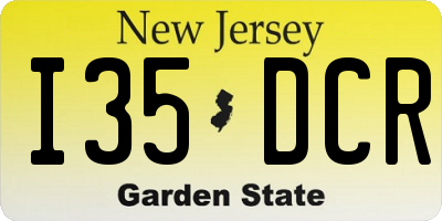 NJ license plate I35DCR