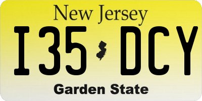 NJ license plate I35DCY