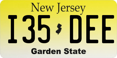 NJ license plate I35DEE