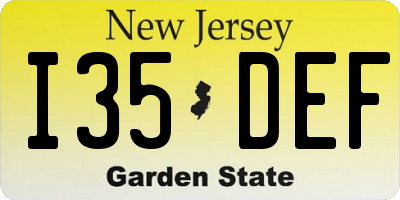 NJ license plate I35DEF