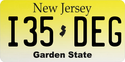 NJ license plate I35DEG
