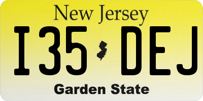NJ license plate I35DEJ