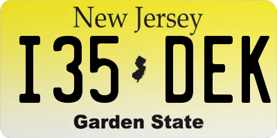NJ license plate I35DEK