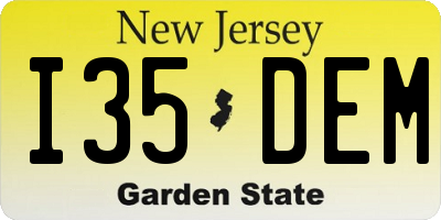 NJ license plate I35DEM
