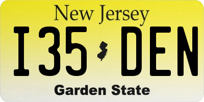 NJ license plate I35DEN