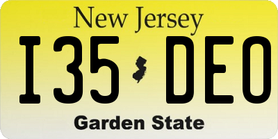NJ license plate I35DEO