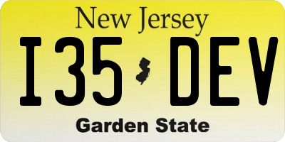 NJ license plate I35DEV