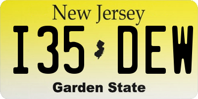 NJ license plate I35DEW