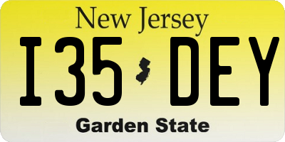 NJ license plate I35DEY
