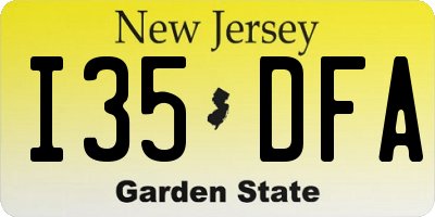 NJ license plate I35DFA