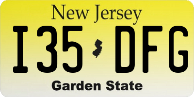 NJ license plate I35DFG