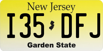 NJ license plate I35DFJ