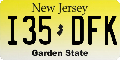 NJ license plate I35DFK
