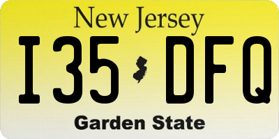 NJ license plate I35DFQ