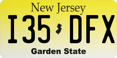 NJ license plate I35DFX