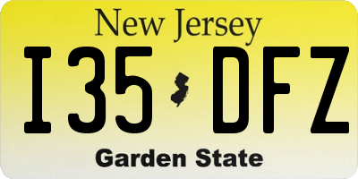 NJ license plate I35DFZ