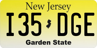 NJ license plate I35DGE