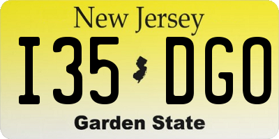 NJ license plate I35DGO