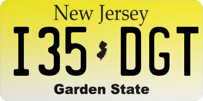 NJ license plate I35DGT