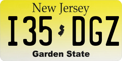 NJ license plate I35DGZ