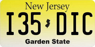 NJ license plate I35DIC