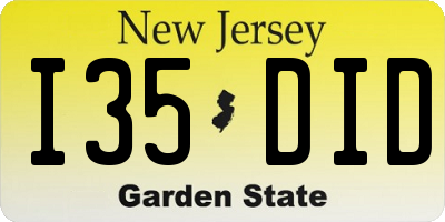 NJ license plate I35DID
