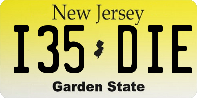 NJ license plate I35DIE