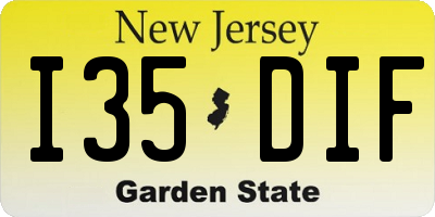 NJ license plate I35DIF