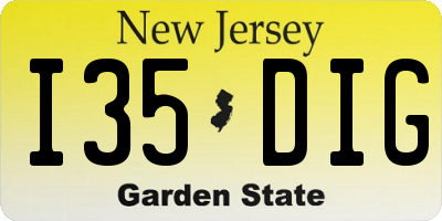 NJ license plate I35DIG
