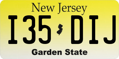 NJ license plate I35DIJ