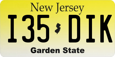 NJ license plate I35DIK