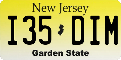 NJ license plate I35DIM