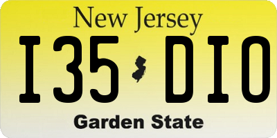 NJ license plate I35DIO