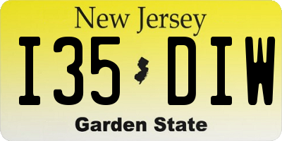 NJ license plate I35DIW