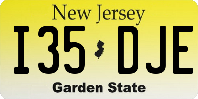 NJ license plate I35DJE