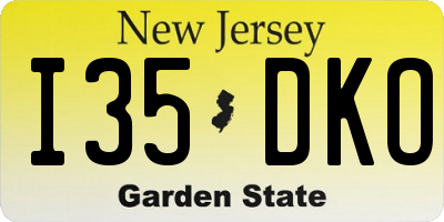 NJ license plate I35DKO