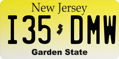 NJ license plate I35DMW