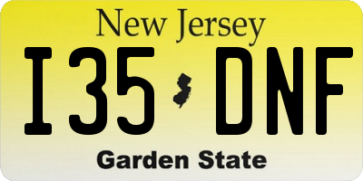 NJ license plate I35DNF
