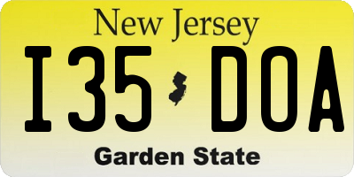 NJ license plate I35DOA