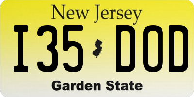 NJ license plate I35DOD