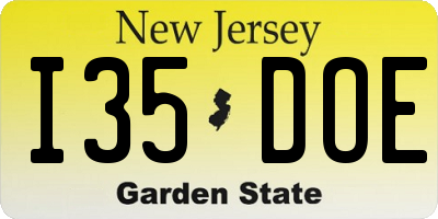 NJ license plate I35DOE