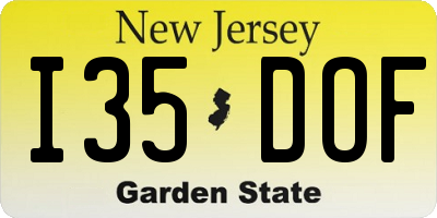 NJ license plate I35DOF